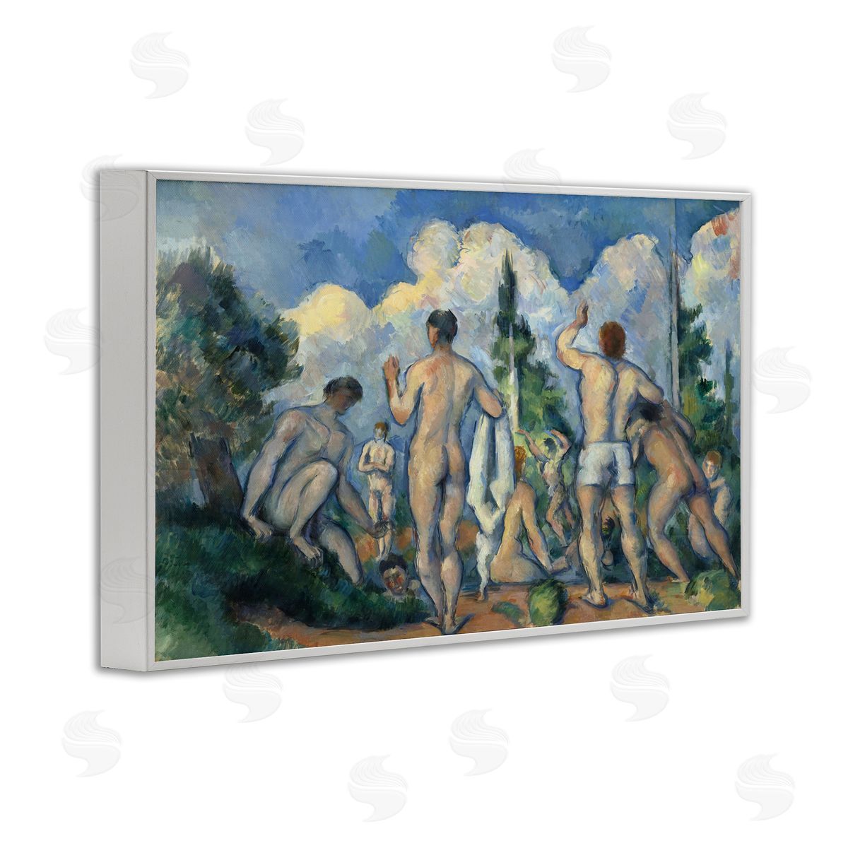 one1000paintings Classic Cezanne Bathers White Framed Giclee Wall Art Print