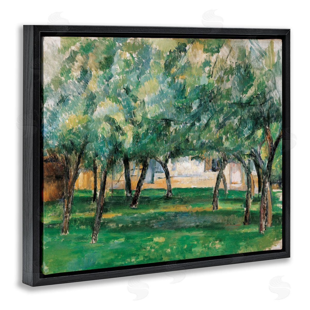 one1000paintings Classic Cezanne Farm in Normandy Black Floating Frame Canvas Wall Art Print