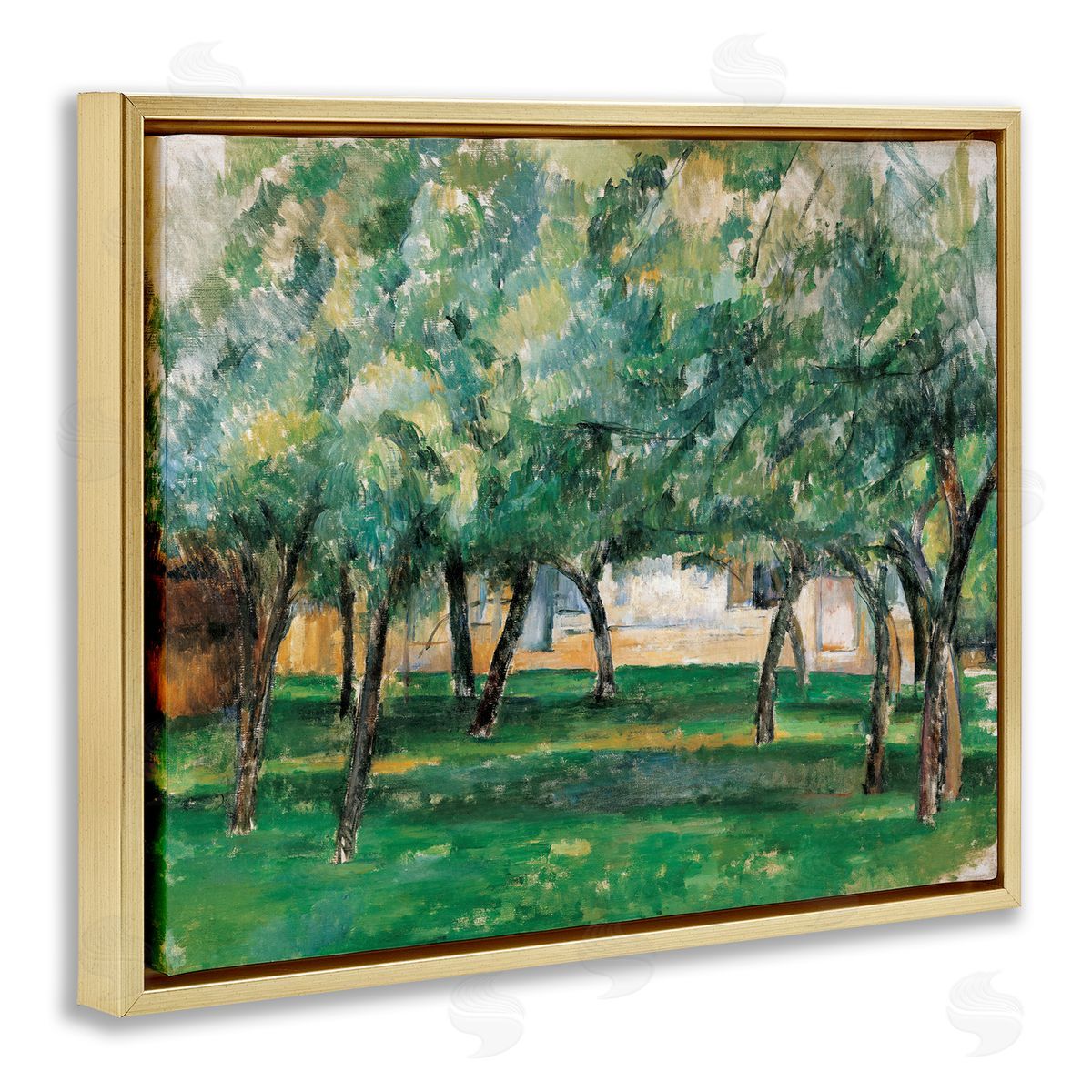 one1000paintings Classic Cezanne Farm in Normandy Gold Floating Frame Canvas Wall Art Print