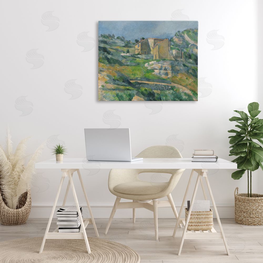 one1000paintings Classic Cezanne Houses in Provence Canvas Wall Art Print in Room