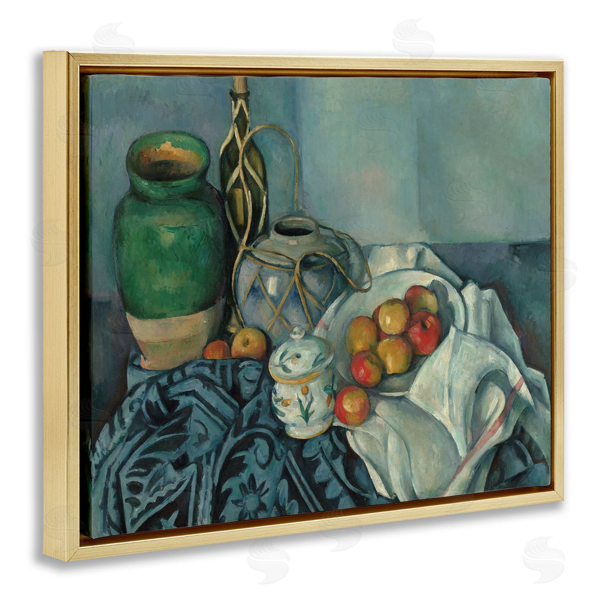 one1000paintings Classic Cezanne Apples Still Life Gold Floating Frame Canvas Wall Art Print