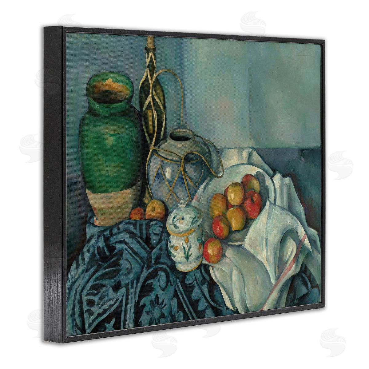 one1000paintings Classic Cezanne Apples Still Life Black Framed Giclee Wall Art Print