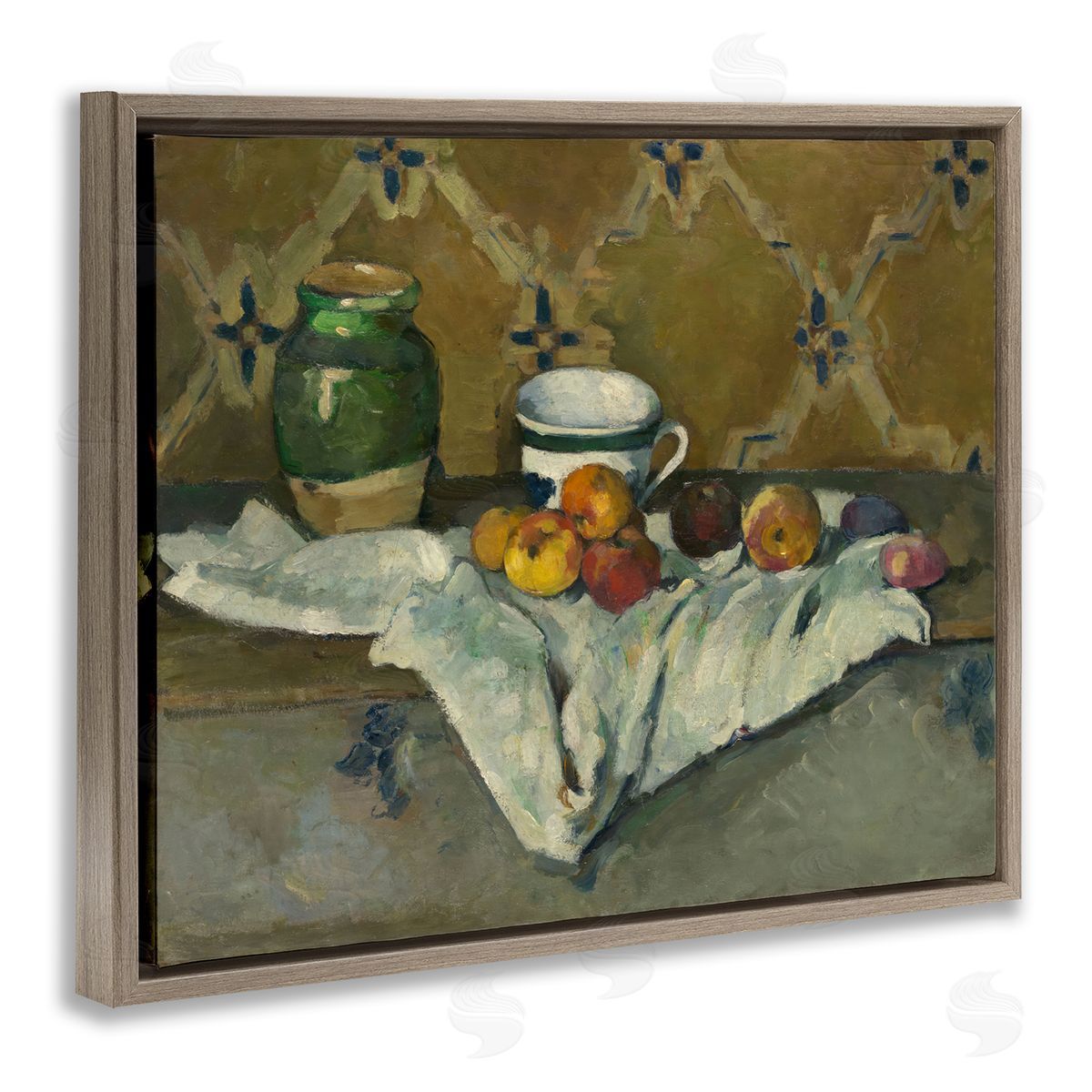 one1000paintings Classical Cezanne Still Life Brown Floating Frame Canvas Wall Art Print