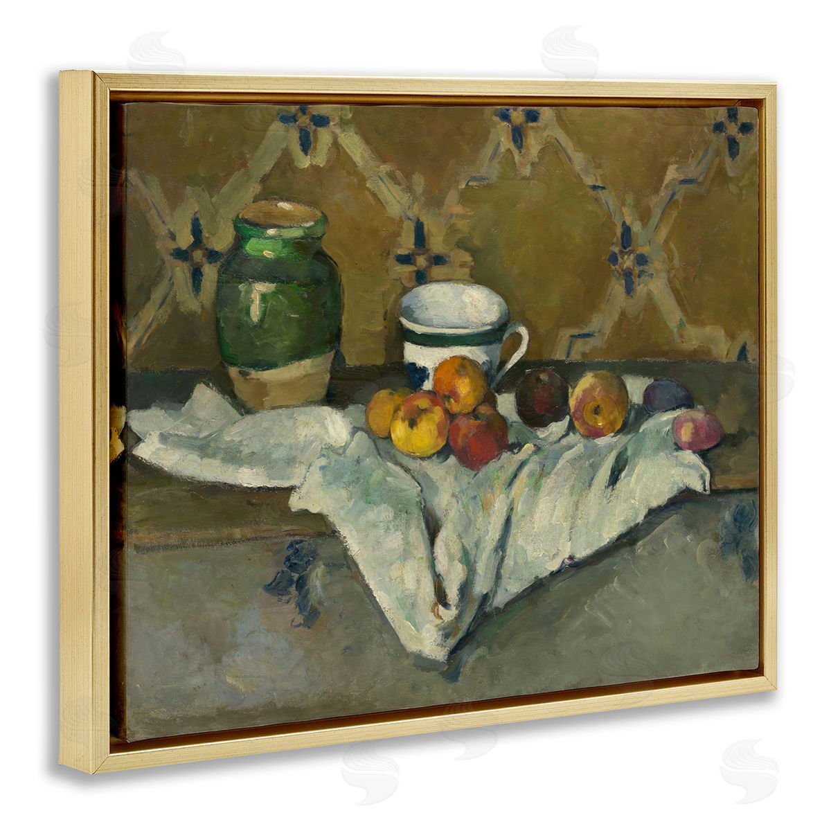 one1000paintings Classical Cezanne Still Life Gold Floating Frame Canvas Wall Art Print