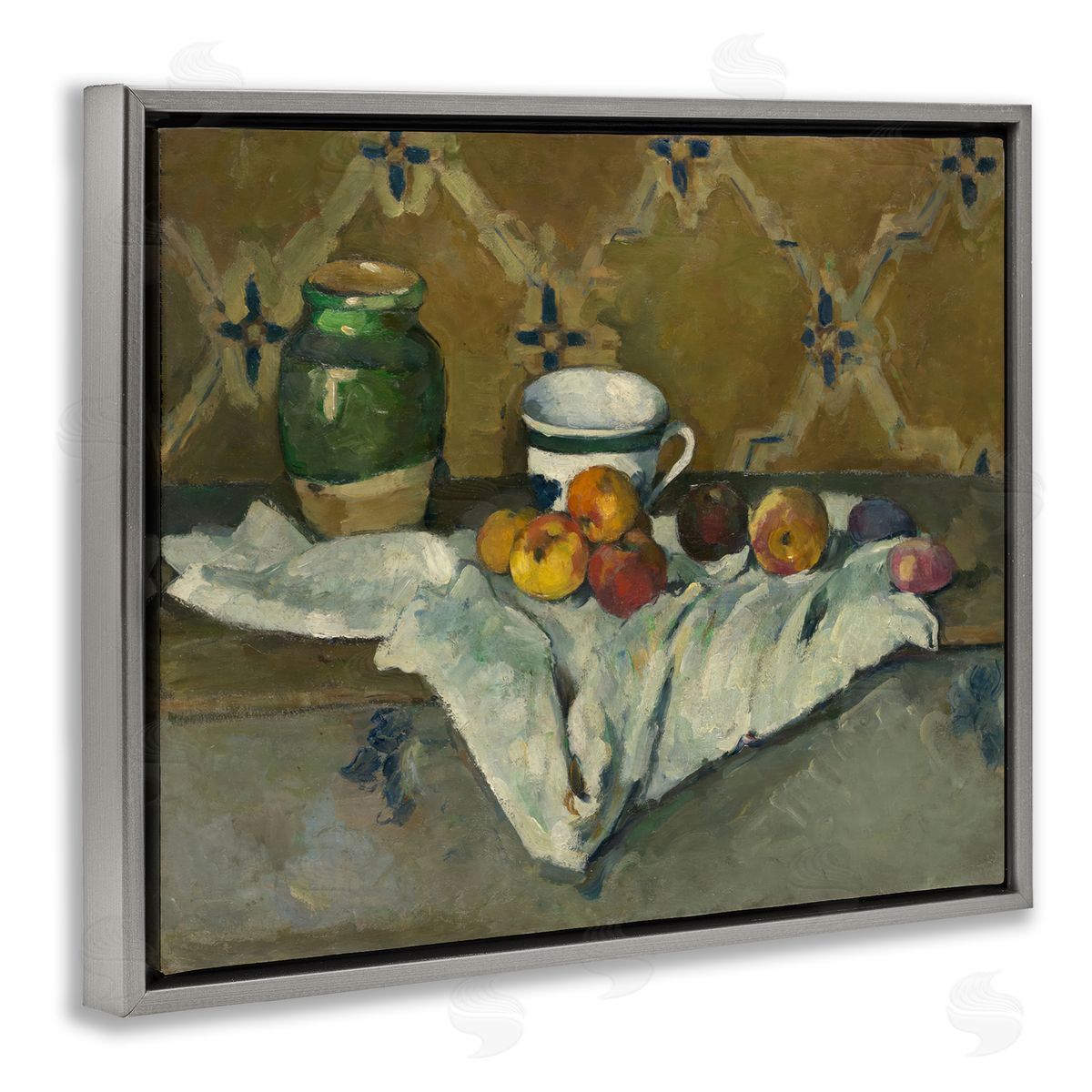 one1000paintings Classical Cezanne Still Life Gray Floating Frame Canvas Wall Art Print