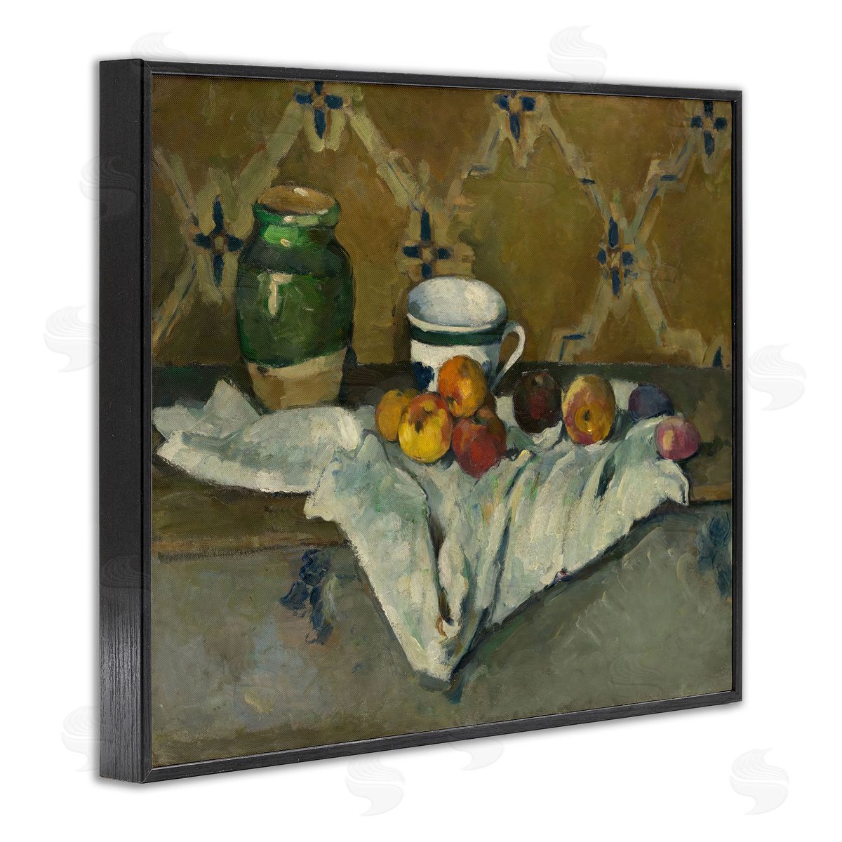 one1000paintings Classical Cezanne Still Life Black Framed Giclee Wall Art Print
