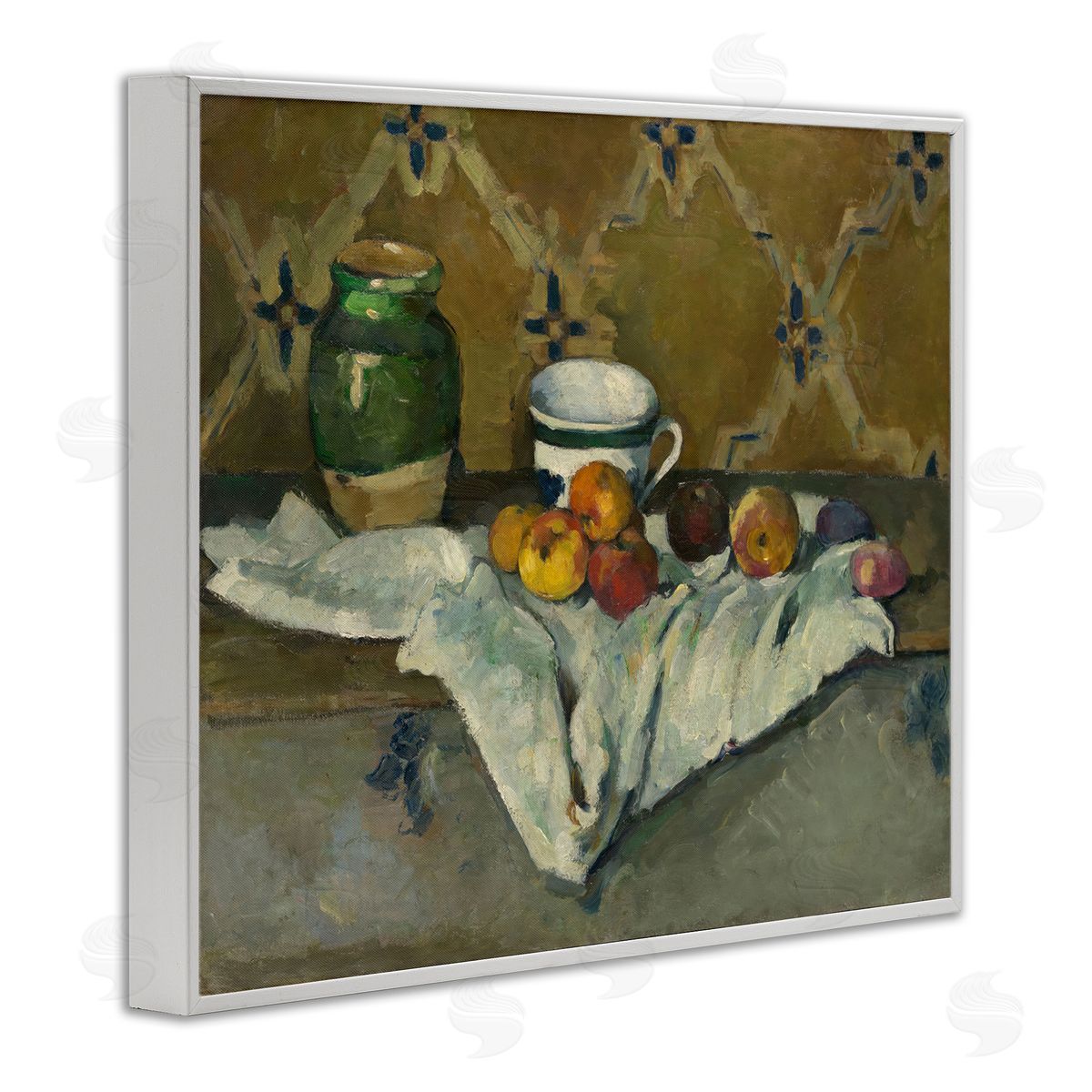 one1000paintings Classical Cezanne Still Life White Framed Giclee Wall Art Print