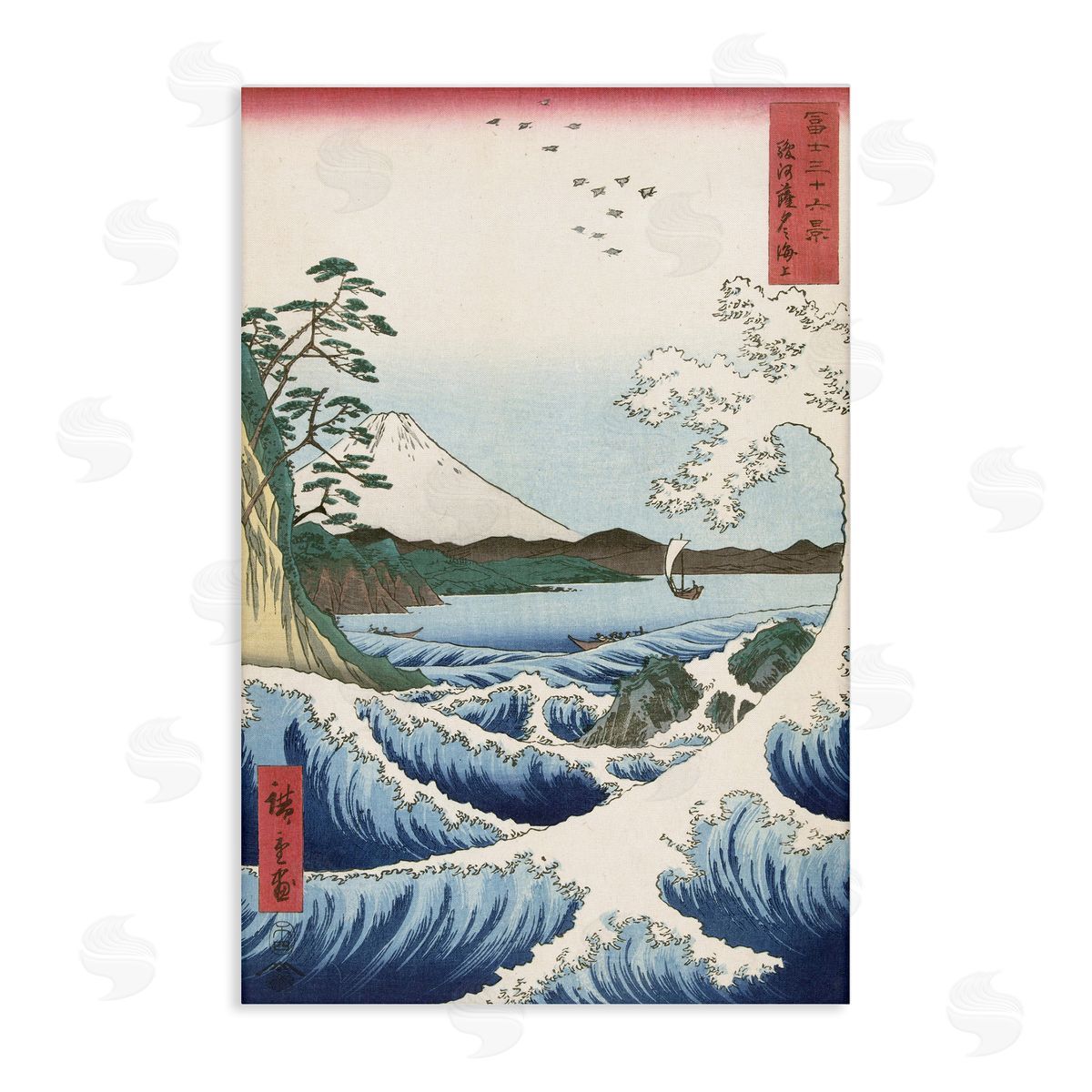 one1000paintings Classical Japanese Wave Canvas Wall Art Print