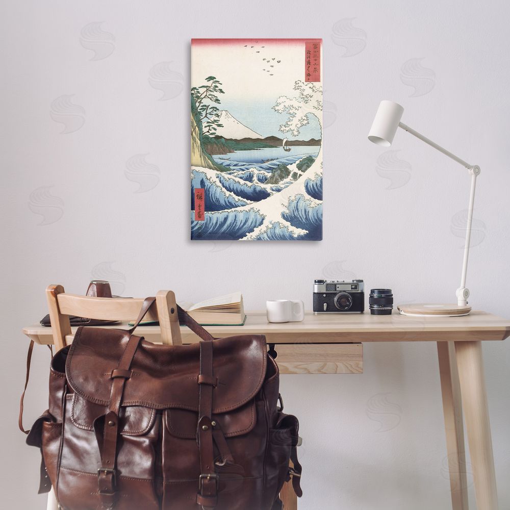 one1000paintings Classical Japanese Wave Canvas Wall Art Print in Room