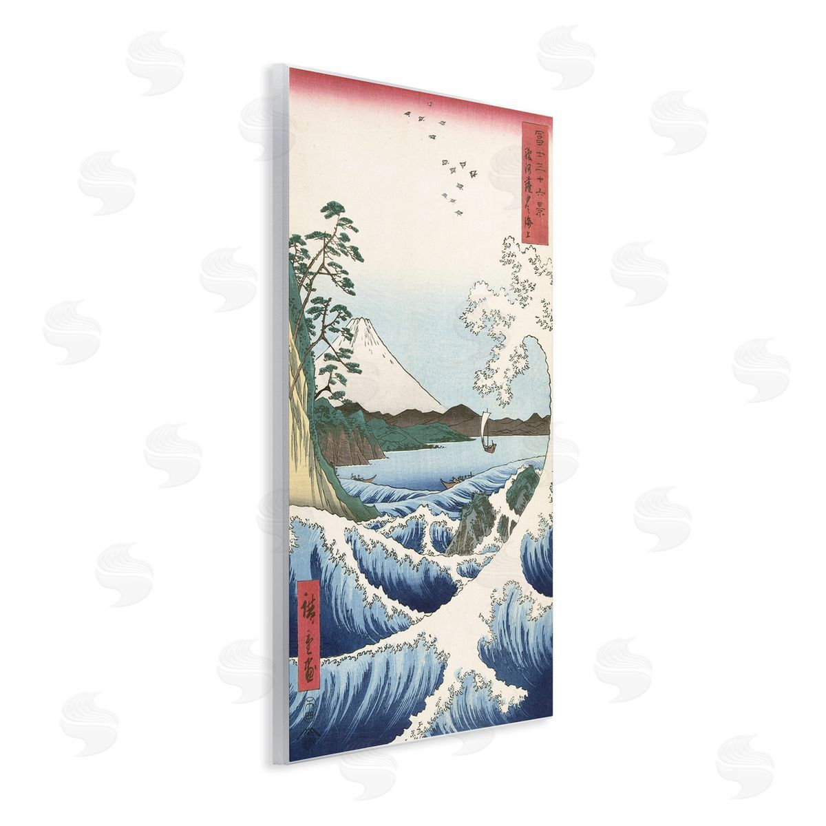 one1000paintings Classical Japanese Wave Wooden Wall Plaque Art Print