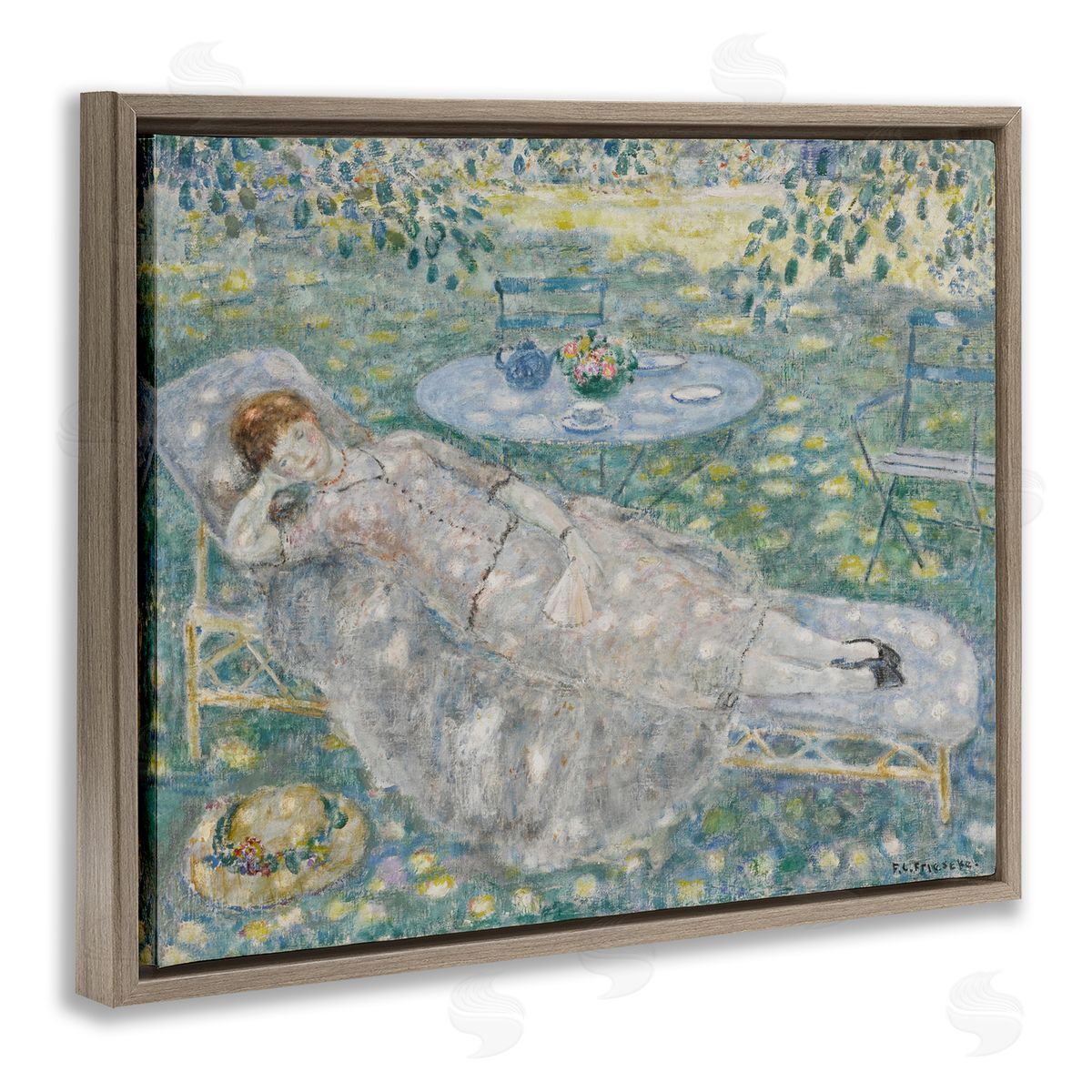 one1000paintings Classical Frieseke Portrait Brown Floating Frame Canvas Wall Art Print