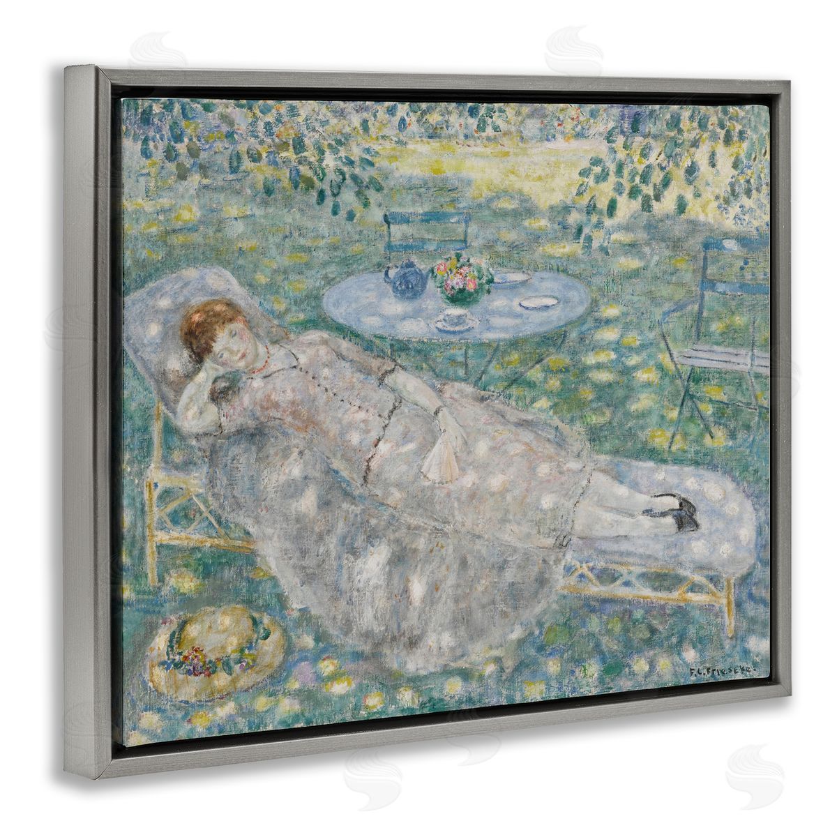 one1000paintings Classical Frieseke Portrait Gray Floating Frame Canvas Wall Art Print