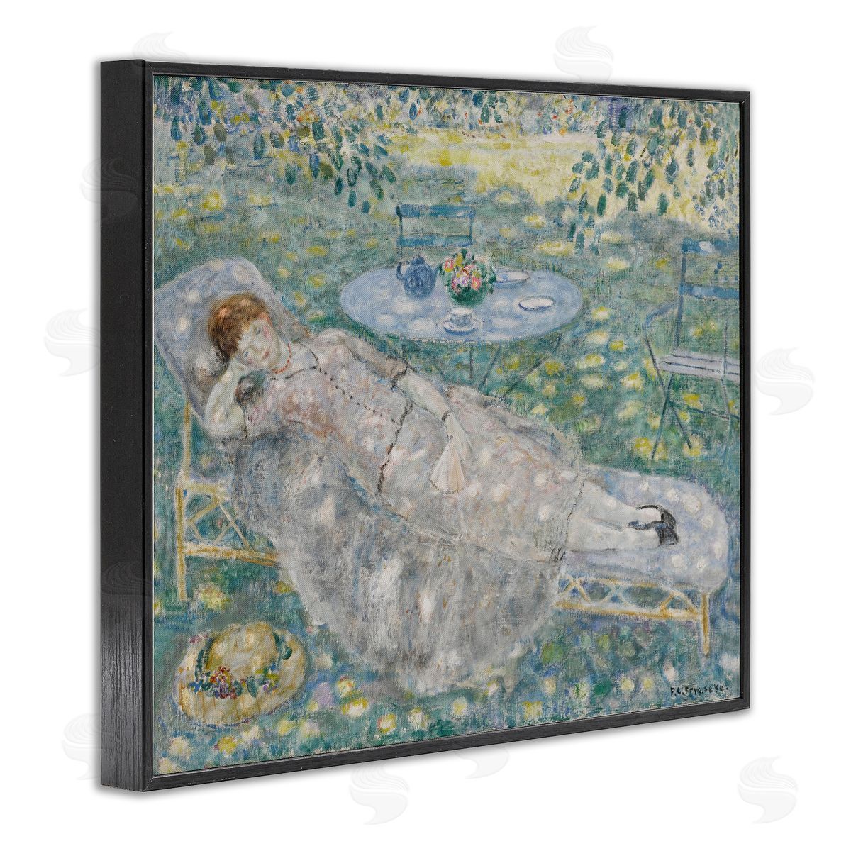 one1000paintings Classical Frieseke Portrait Black Framed Giclee Wall Art Print