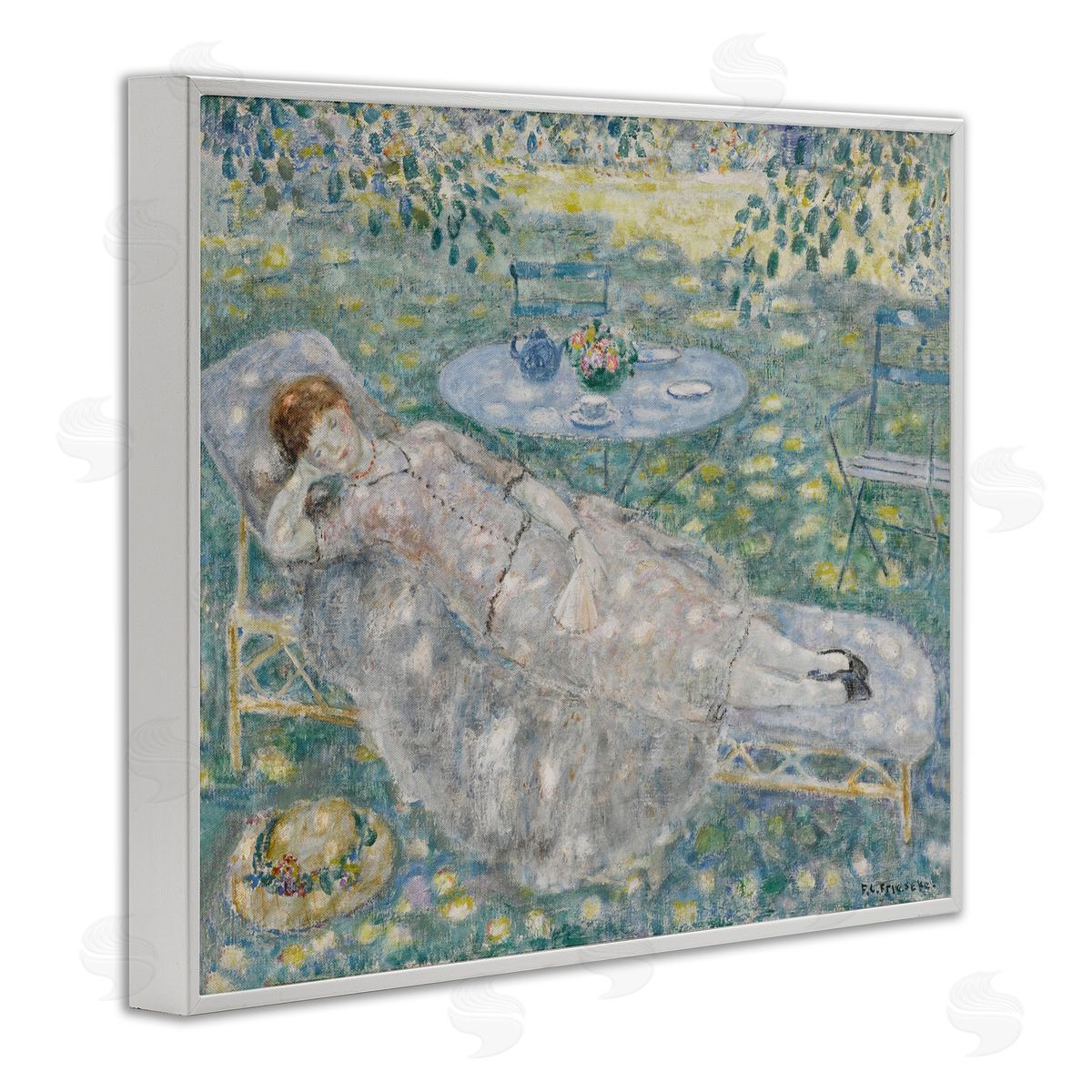 one1000paintings Classical Frieseke Portrait White Framed Giclee Wall Art Print