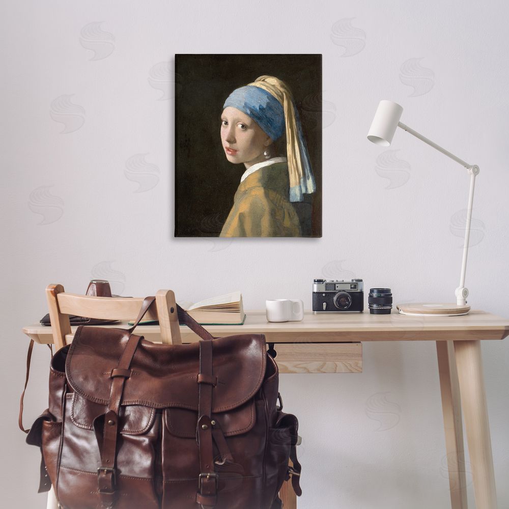 one1000paintings Classical Vermeer Pearl Earring Canvas Wall Art Print in Room