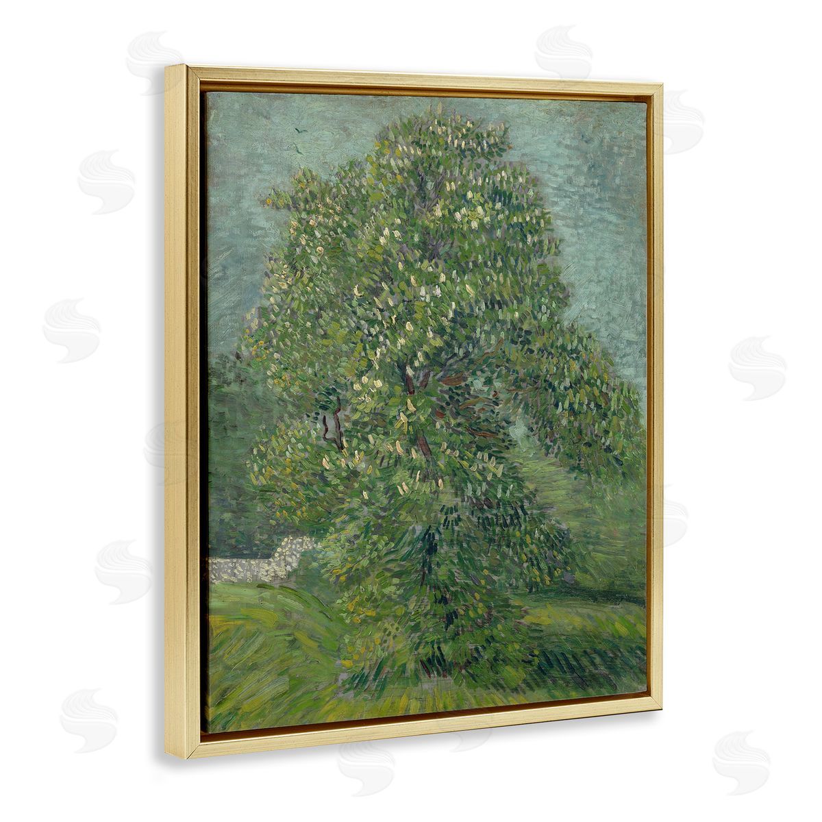 one1000paintings Classic Blooming Horse Chestnut Gold Floating Frame Canvas Wall Art Print