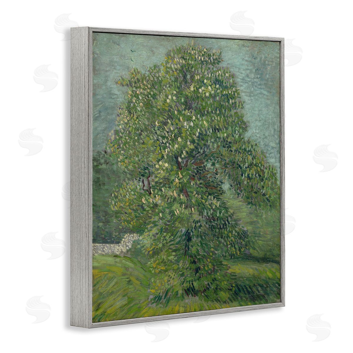 one1000paintings Classic Blooming Horse Chestnut Gray Framed Giclee Wall Art Print