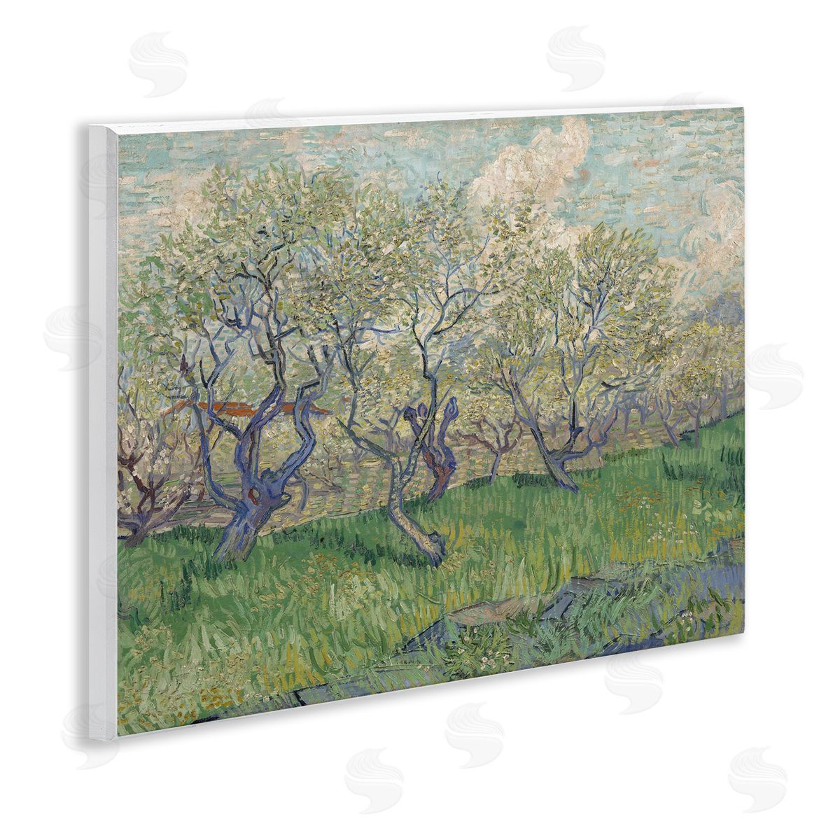 one1000paintings Classic Van Gogh Blossoming Orchard Wooden Wall Plaque Art Print