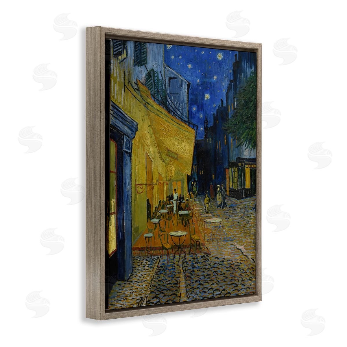 one1000paintings Van Gogh Café Terrace at Night Brown Floating Frame Canvas Wall Art Print
