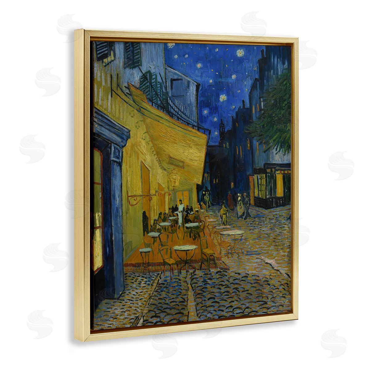 one1000paintings Van Gogh Café Terrace at Night Gold Floating Frame Canvas Wall Art Print