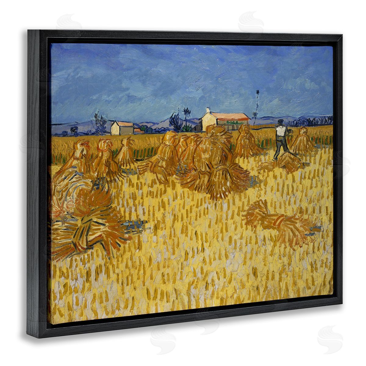 one1000paintings Van Gogh Corn Harvest Black Floating Frame Canvas Wall Art Print
