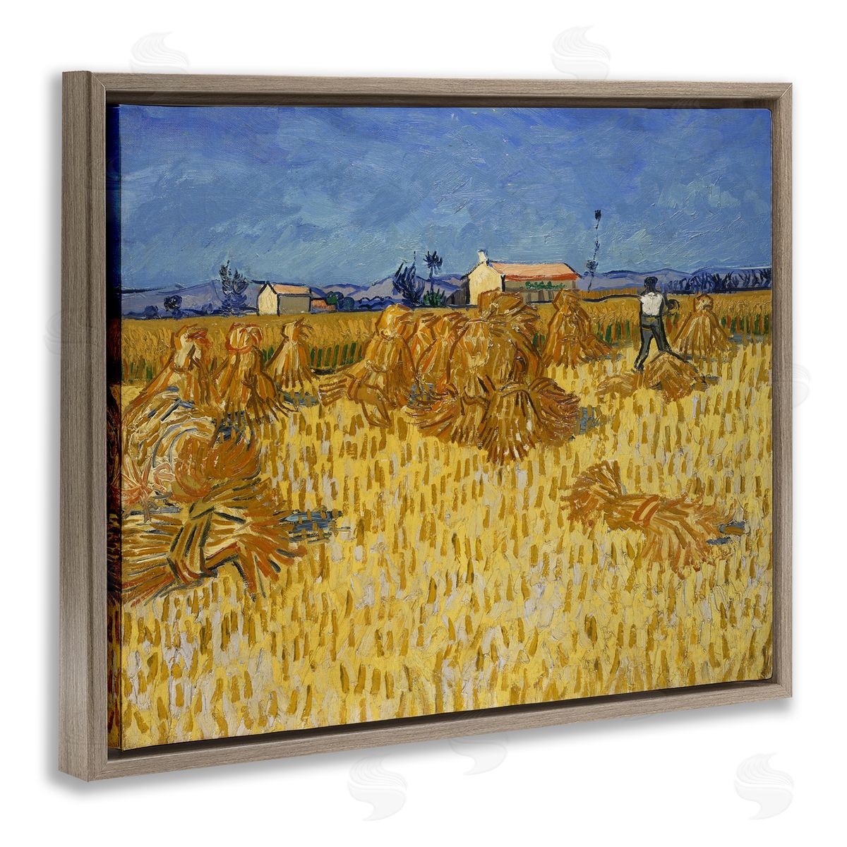 one1000paintings Van Gogh Corn Harvest Brown Floating Frame Canvas Wall Art Print