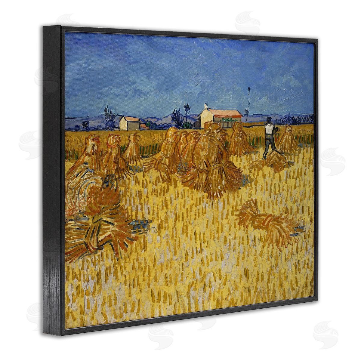 one1000paintings Van Gogh Corn Harvest Black Framed Giclee Wall Art Print