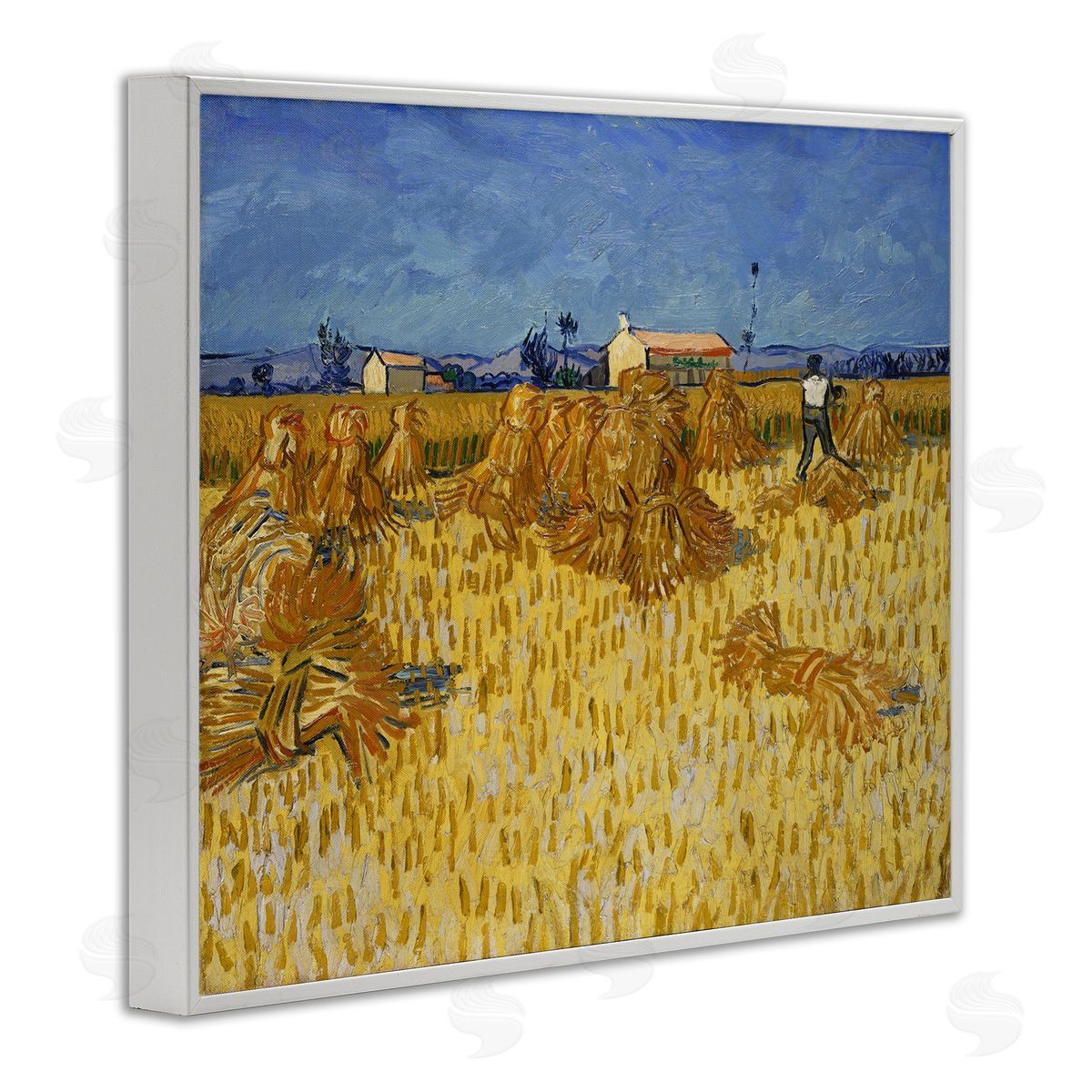 one1000paintings Van Gogh Corn Harvest White Framed Giclee Wall Art Print