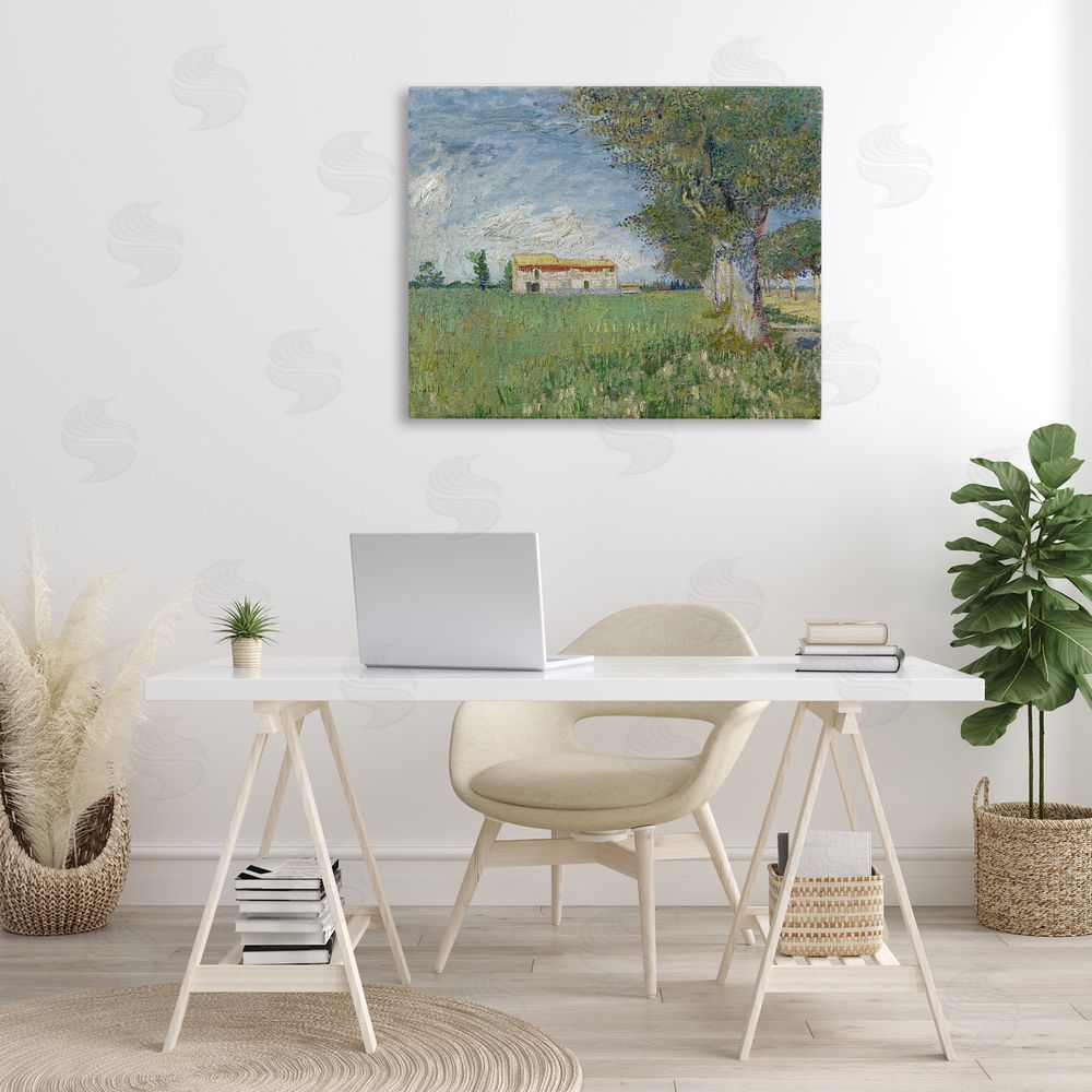 one1000paintings Van Gogh Farmhouse in Corn Canvas Wall Art Print in Room