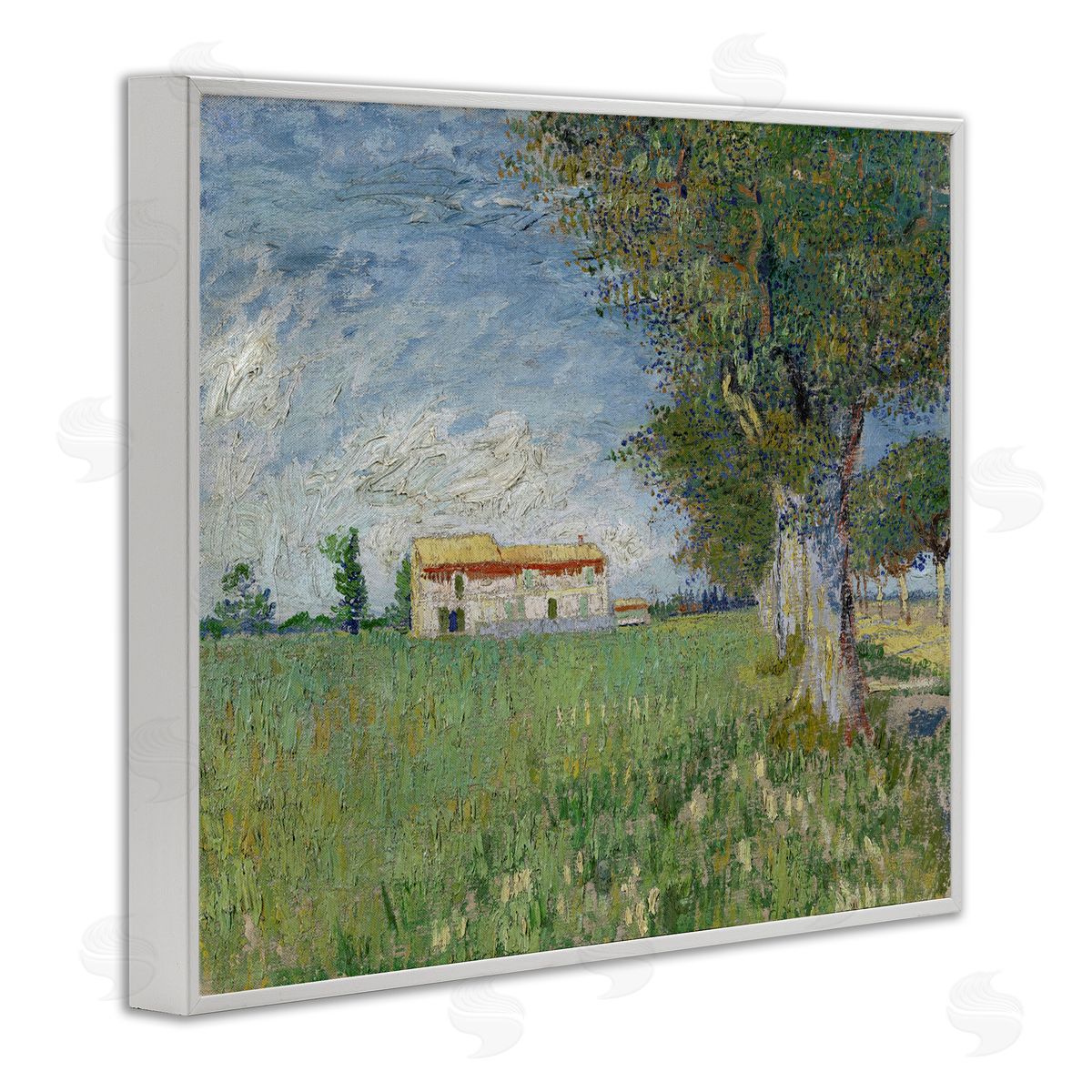 one1000paintings Van Gogh Farmhouse in Corn White Framed Giclee Wall Art Print