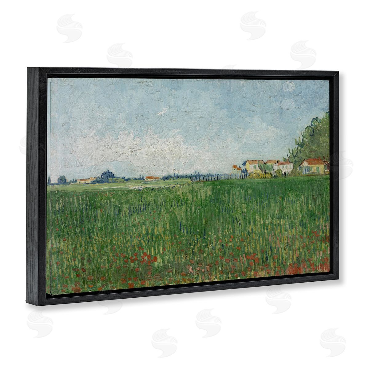one1000paintings Van Gogh Field with Poppies Black Floating Frame Canvas Wall Art Print