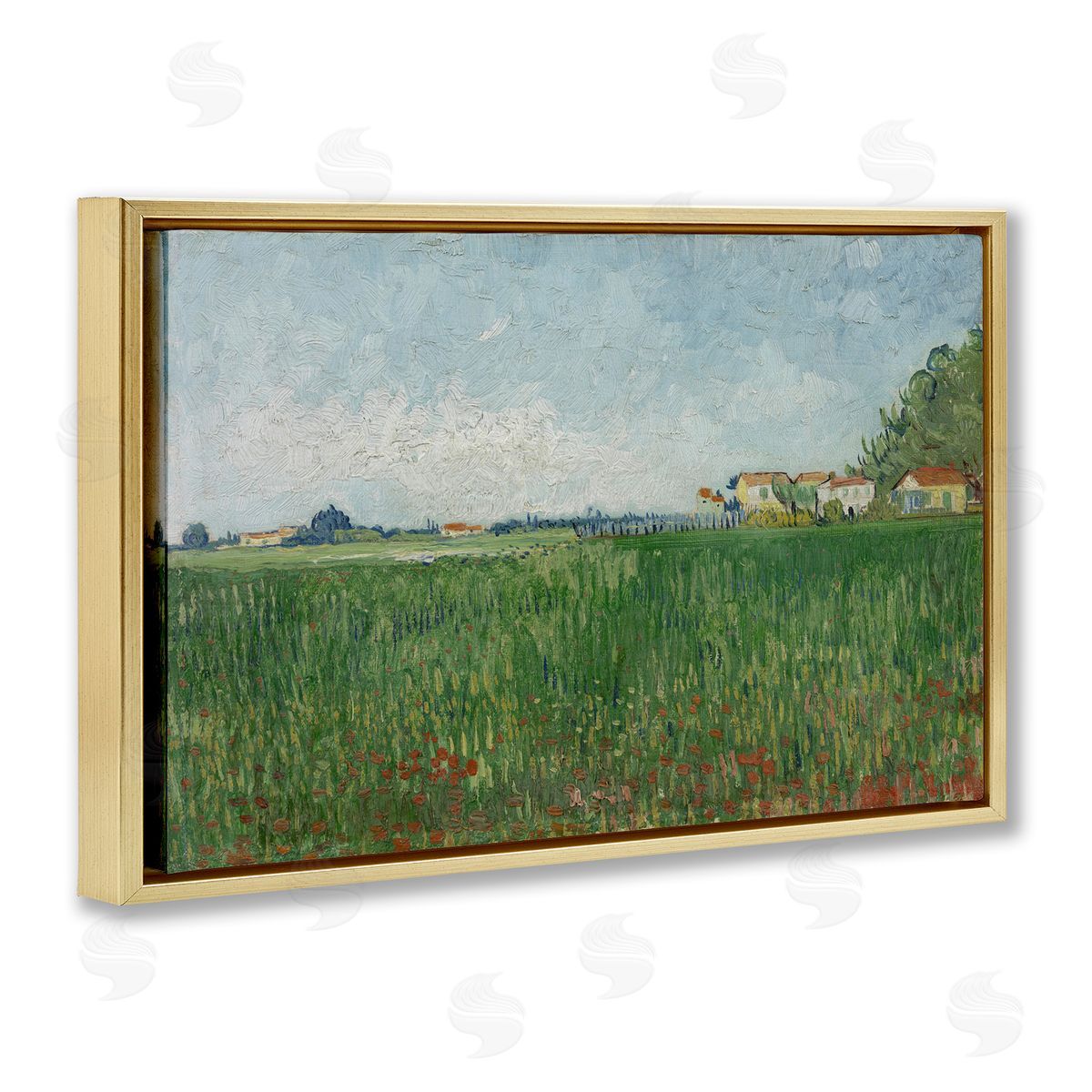 one1000paintings Van Gogh Field with Poppies Gold Floating Frame Canvas Wall Art Print