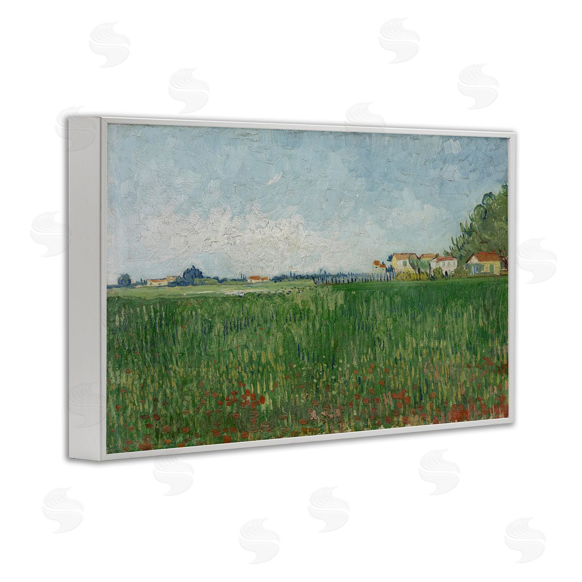 one1000paintings Van Gogh Field with Poppies White Framed Giclee Wall Art Print
