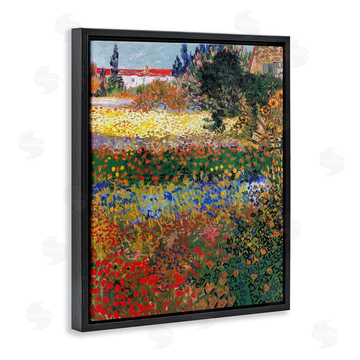 one1000paintings Van Gogh Flower Garden Black Floating Frame Canvas Wall Art Print