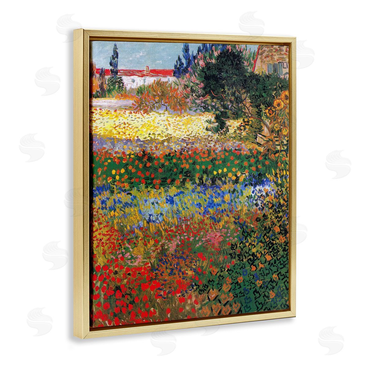 one1000paintings Van Gogh Flower Garden Gold Floating Frame Canvas Wall Art Print