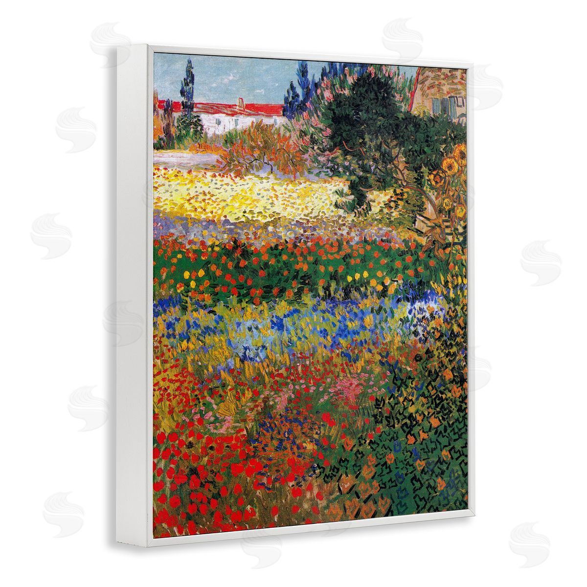 one1000paintings Van Gogh Flower Garden White Framed Giclee Wall Art Print