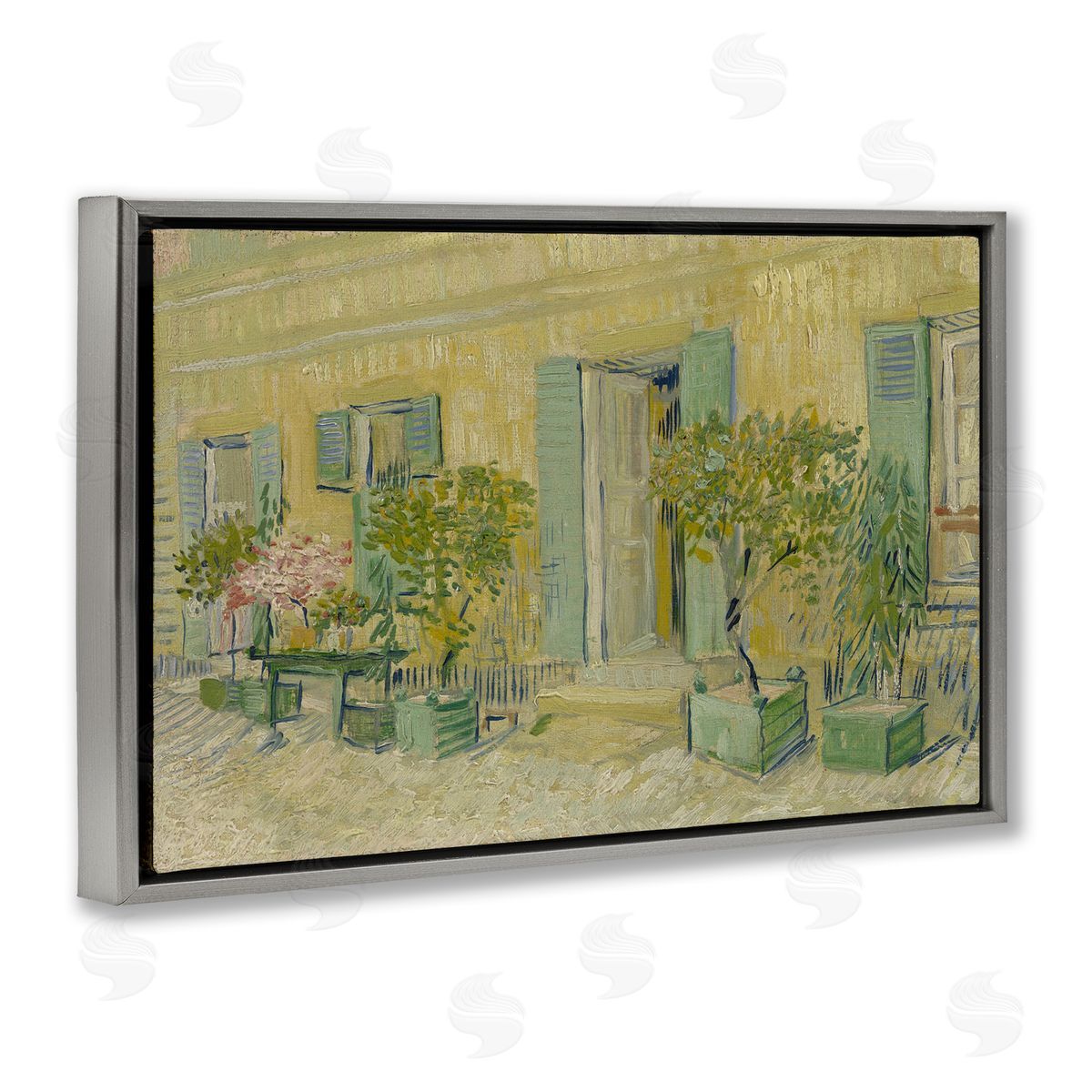 one1000paintings Van Gogh Classic Restaurant Gray Floating Frame Canvas Wall Art Print