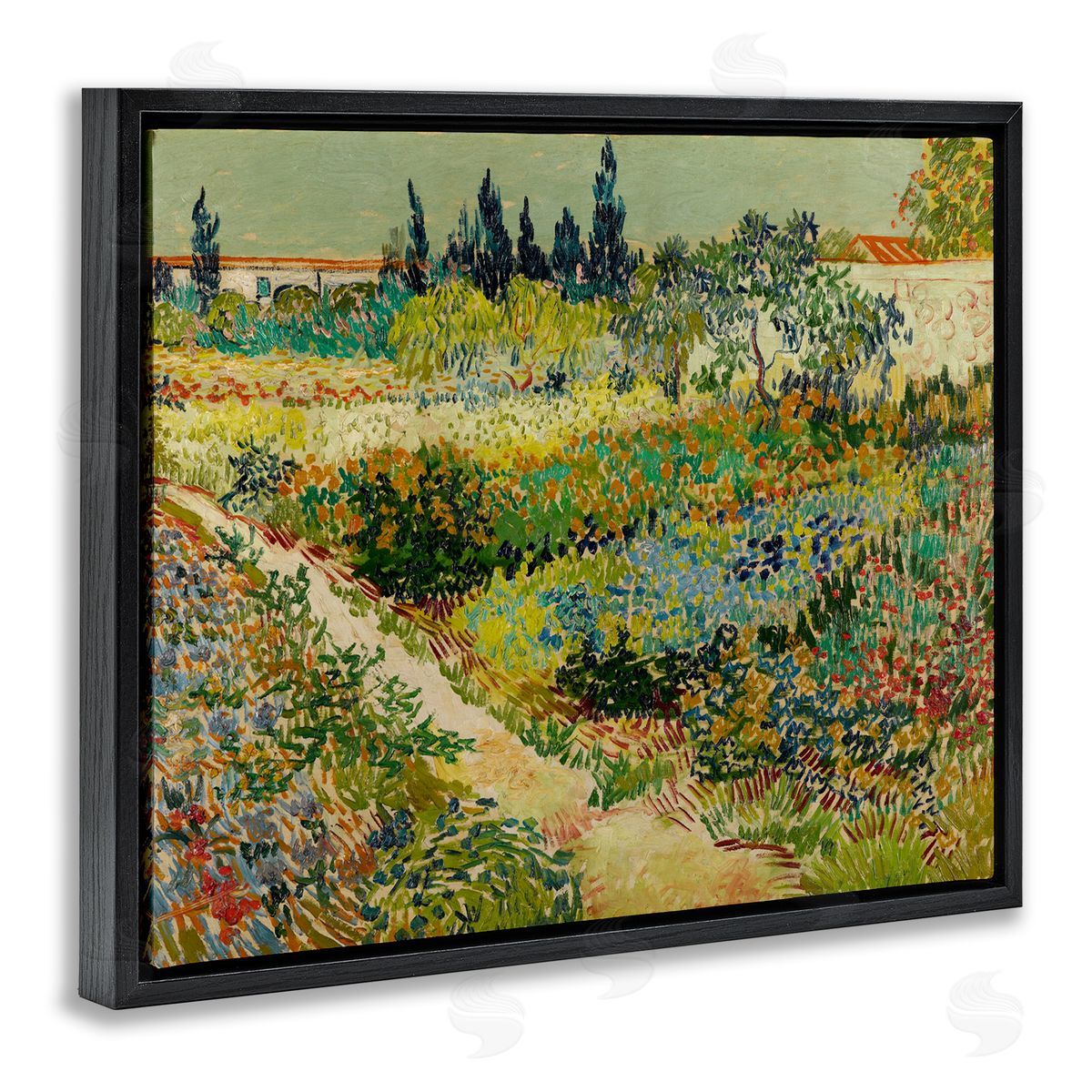 one1000paintings Van Gogh Garden at Arles Black Floating Frame Canvas Wall Art Print