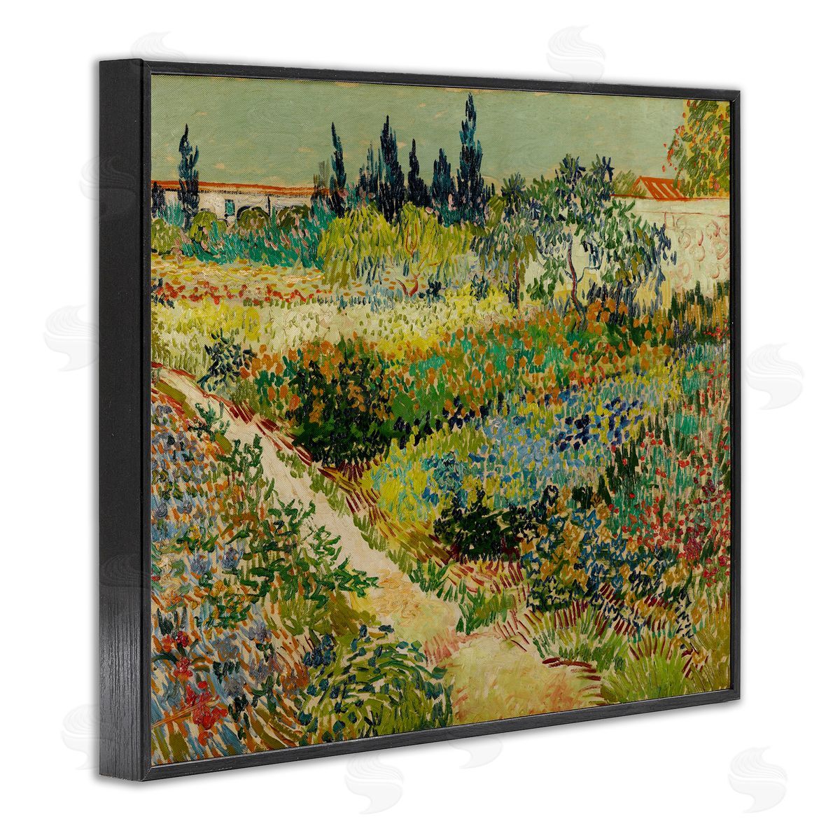 one1000paintings Van Gogh Garden at Arles Black Framed Giclee Wall Art Print