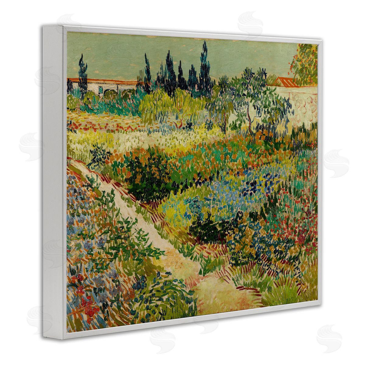 one1000paintings Van Gogh Garden at Arles White Framed Giclee Wall Art Print