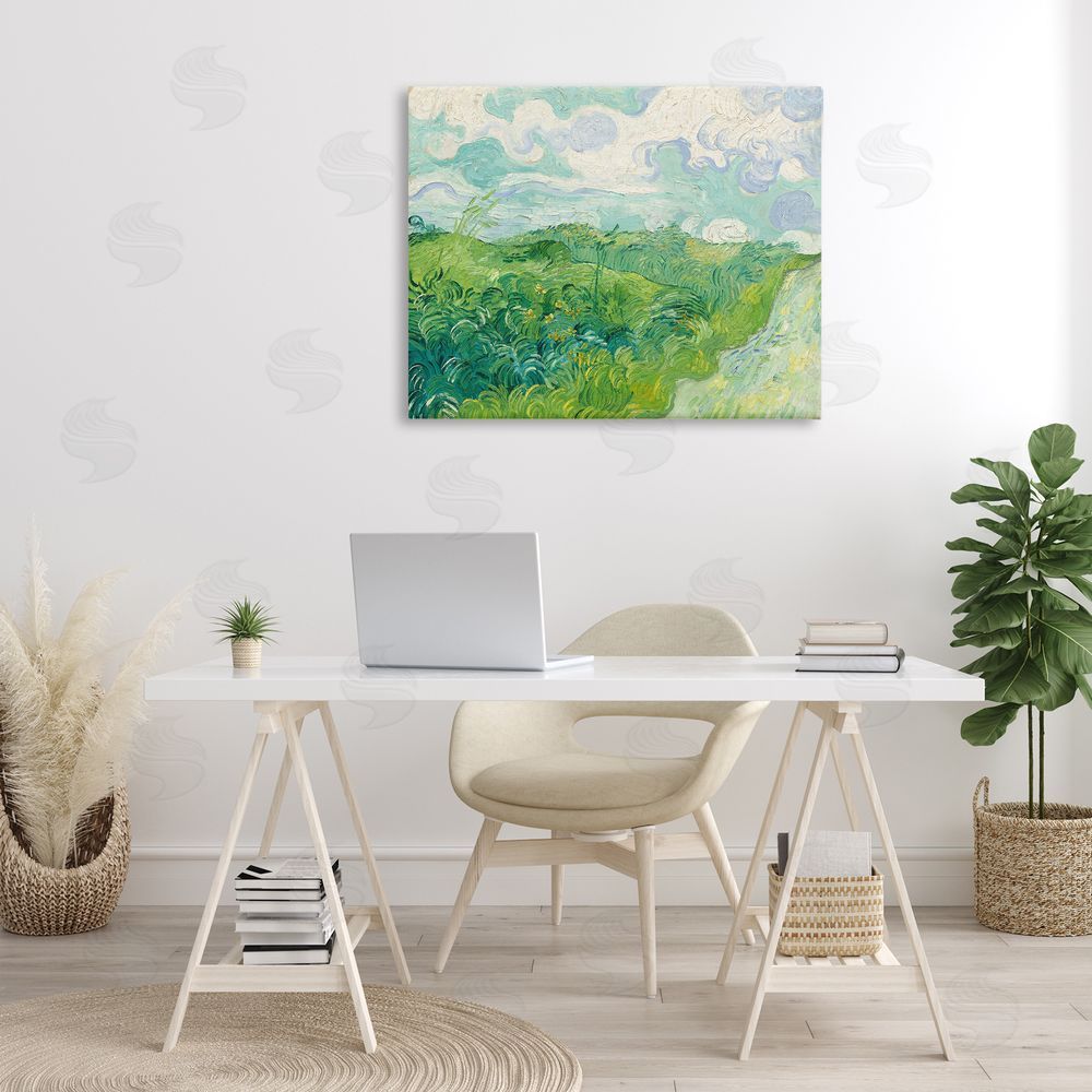 one1000paintings Van Gogh Green Wheat Field Canvas Wall Art Print in Room