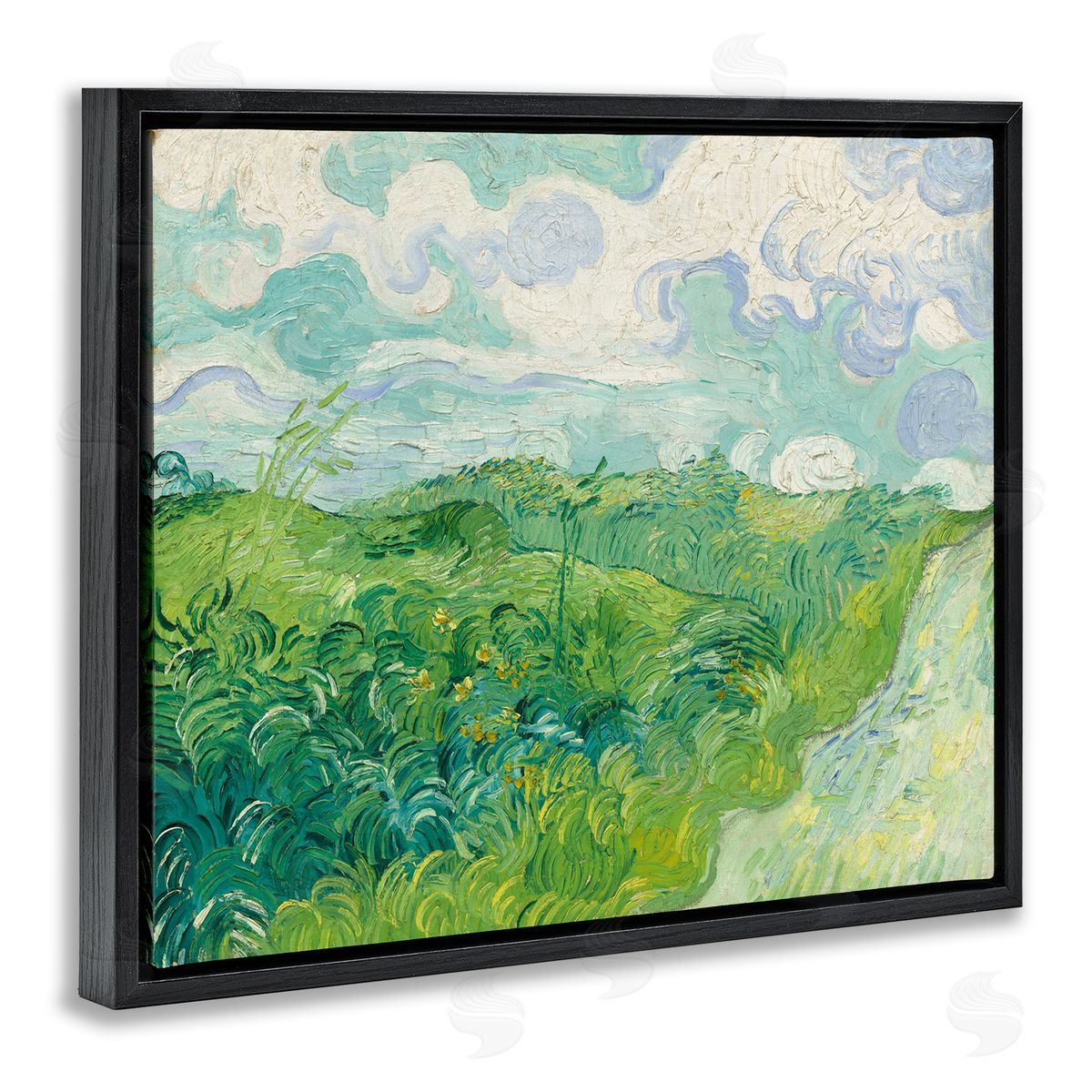 one1000paintings Van Gogh Green Wheat Field Black Floating Frame Canvas Wall Art Print