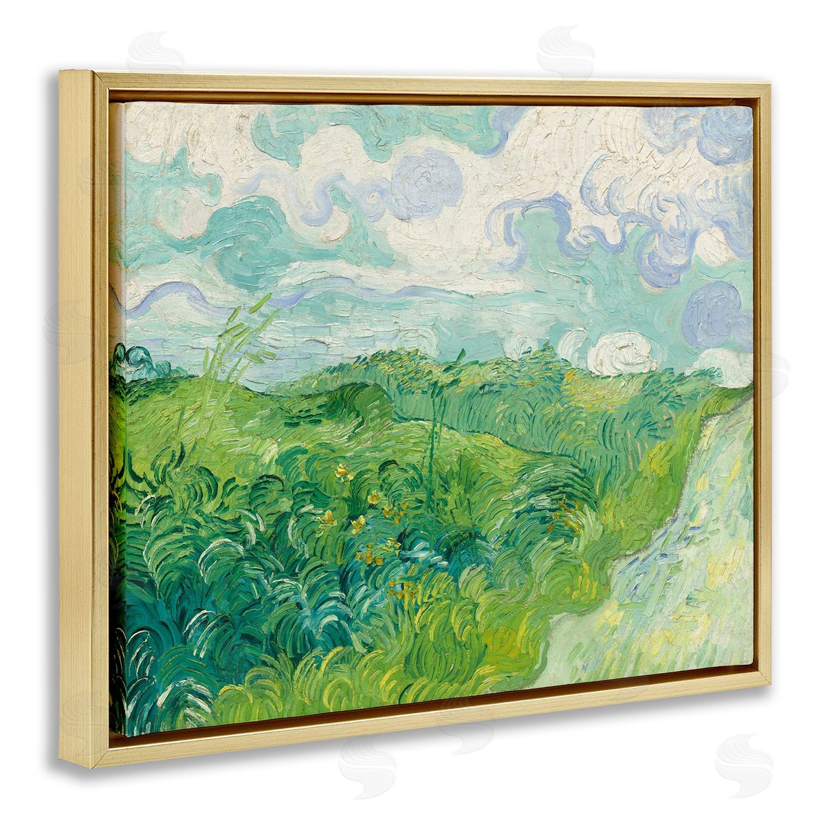 one1000paintings Van Gogh Green Wheat Field Gold Floating Frame Canvas Wall Art Print