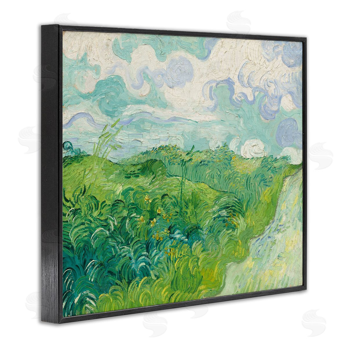 one1000paintings Van Gogh Green Wheat Field Black Framed Giclee Wall Art Print