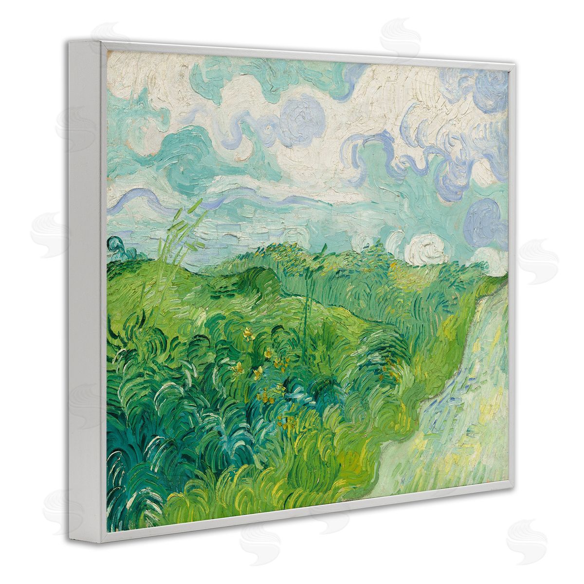 one1000paintings Van Gogh Green Wheat Field White Framed Giclee Wall Art Print