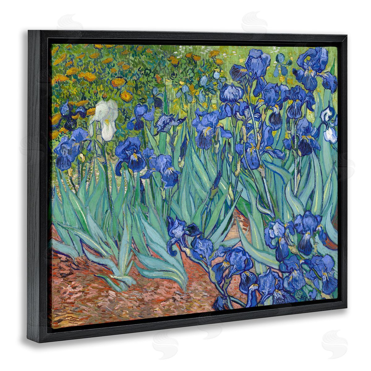one1000paintings Classic Van Gogh Irises Black Floating Frame Canvas Wall Art Print
