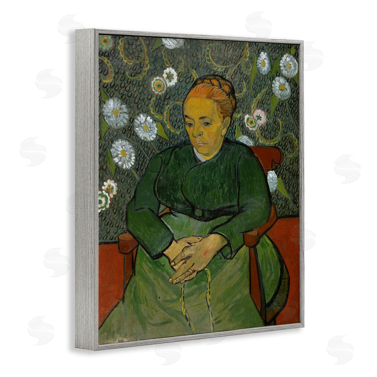 one1000paintings Van Gogh Madame Ruolin Gray Framed Giclee Wall Art Print
