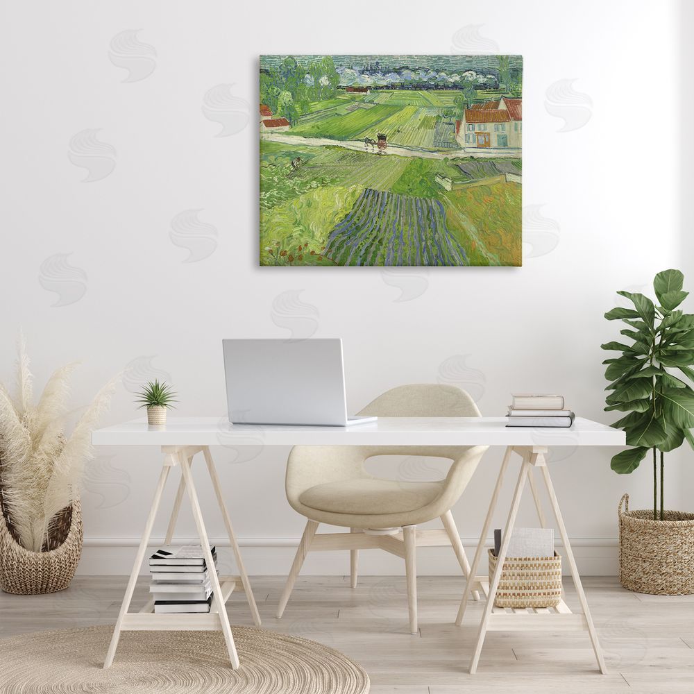 one1000paintings Van Gogh Carriage & Train Landscape Canvas Wall Art Print in Room