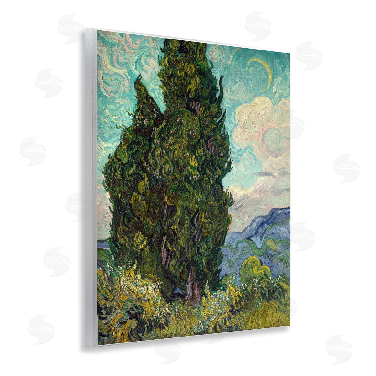 one1000paintings Van Gogh Cypress Landscape Wooden Wall Plaque Art Print