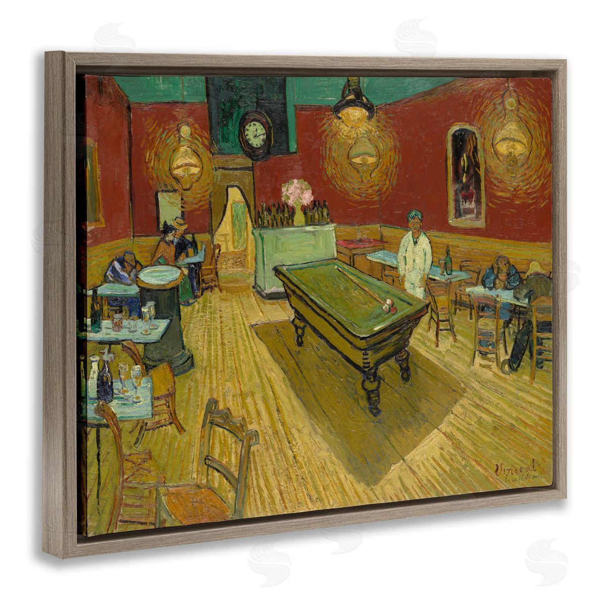 one1000paintings Van Gogh The Night Café Brown Floating Frame Canvas Wall Art Print